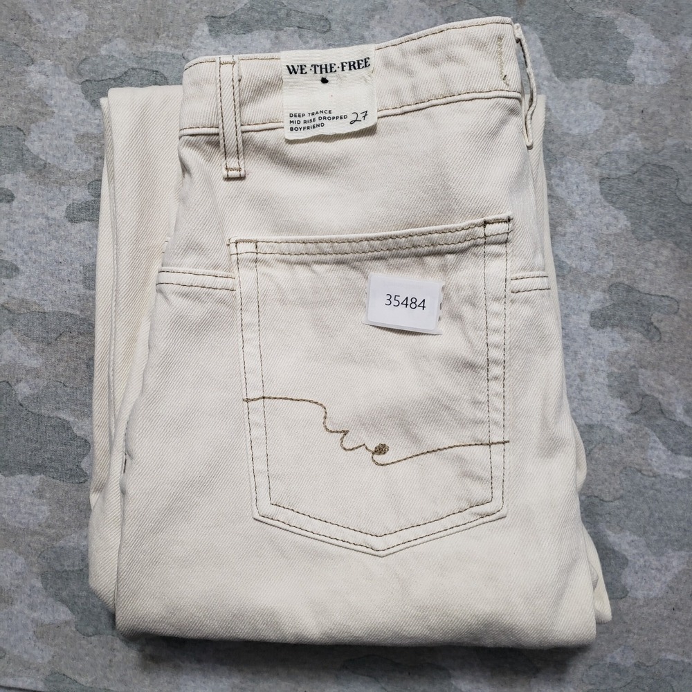 We The Free Jeans Womens 27 Beige Boyfriend Button Fly NWT - Picture 14 of 14